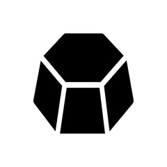 Poster - Illustration of a solid black geometric shape with multiple faces and a flat top on a white background