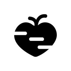 Poster - Illustration of a stylized heart shaped fruit with two stems and three white lines inside the shape