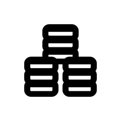 Poster - Three stacks of rounded rectangular objects arranged in a triangular formation on a white background