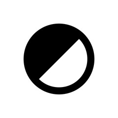 Poster - Black circle with a white semi circle cut out diagonally creating a contrast in the simple graphic design