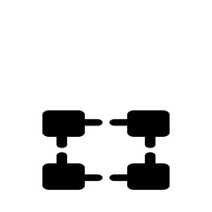 Poster - Four black abstract shapes arranged in a square pattern on a white background symmetrical design element