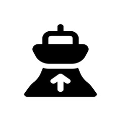 Poster - A black and white illustration of an object with an arrow pointing up in the center of the image area