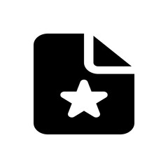 Poster - Black document with a folded corner and a white star in the center on a white background isolated image