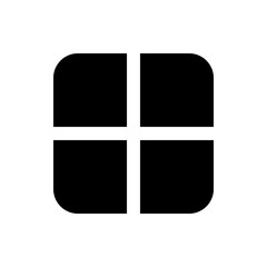 Poster - Illustration of a black geometric shape with rounded corners divided into four quadrants by white lines
