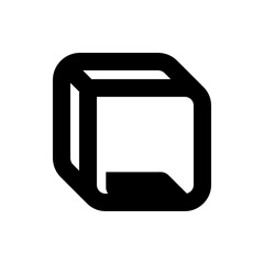 Poster - Illustration of a stylized cube shape with rounded edges and a small detail at the bottom right corner