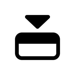 Aufkleber - Black drop down arrow above a rounded rectangle with a horizontal line separating the top and bottom