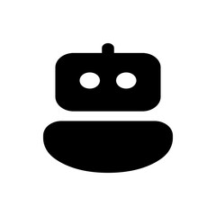 Poster - Illustration of a simple black robot with round eyes and a rounded body on a white background design