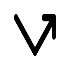 Aufkleber - Black arrow pointing down and then right on a white background in a simple graphic illustration