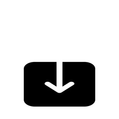 Poster - A black square with rounded corners containing a white arrow pointing downwards indicating downloading content