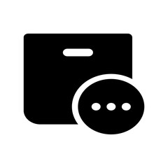 Poster - Black box with a handle and a circle containing three dots indicating options and settings available here