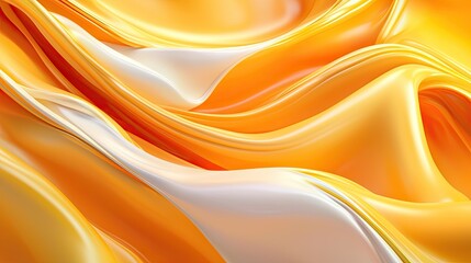 Poster - Elegant Silk Fabric in Soft Yellow and White Waves Background Design