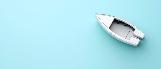 Poster - Simple White Boat On Light Blue Background