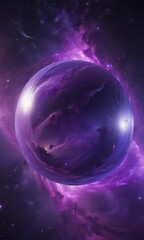 Wall Mural - ethereal orb glows, purple nebula swirls around it , astral, stars, iridescent
