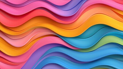 Poster - Colorful Waves of Abstract Shapes in Bright Vibrant Tones
