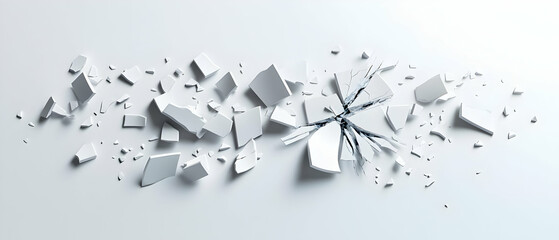 Poster - Shattered White Surface Abstract Design