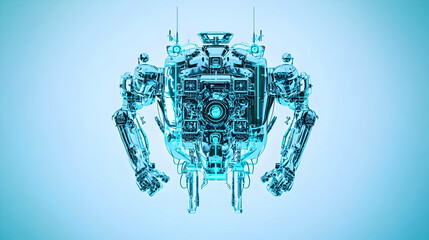 Poster - Cool Futuristic Robot Figure With Light Blue Tones