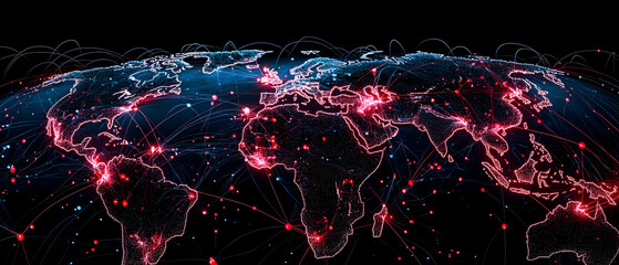 Poster - global night lights world map visualization