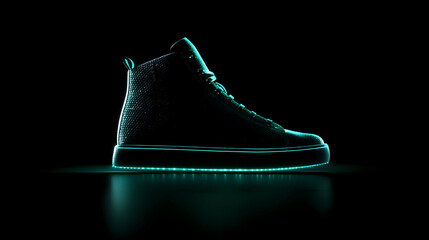 Poster - high-tech sneaker design in dark glow light