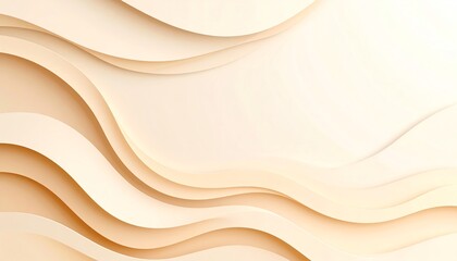 Poster - Abstract wavy lines in soft beige tones create a soothing, modern background with a clean and minimalistic feel