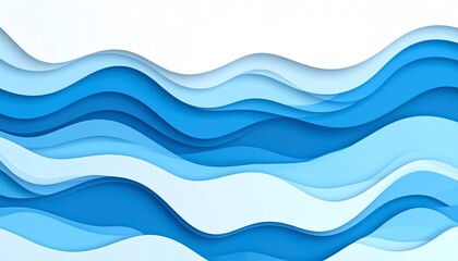 Poster - A serene abstract design featuring flowing blue waves, creating a calming and modern aesthetic