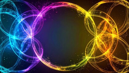 Poster - A vibrant abstract design featuring colorful, swirling circles against a dark background, creating a dynamic and energetic visual effect