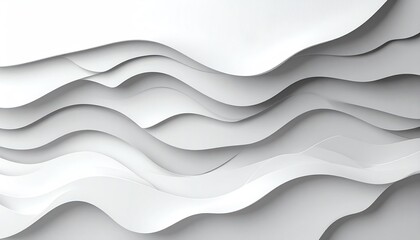 Poster - Flowing layers of white paper create a smooth, abstract design, showcasing elegance and simplicity in a minimalist style