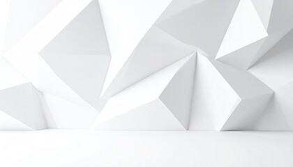 Poster - Modern geometric white wall design with sharp angles and clean lines, creating a minimalist aesthetic