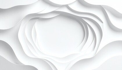Poster - Abstract white wave patterns create a smooth, layered texture, evoking a sense of calm and modern design