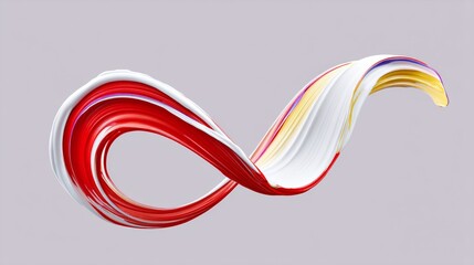 Poster - Red and white swirl that looks like a wave. The swirl is made up of red and white paint