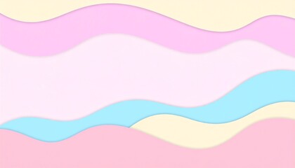 Poster - A colorful wave pattern featuring soft pastel hues of pink, blue, and cream, creating a soothing and modern visual effect