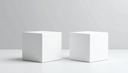 Poster - Minimalist white cubes on a smooth surface, creating a clean and modern aesthetic suitable for various design applications