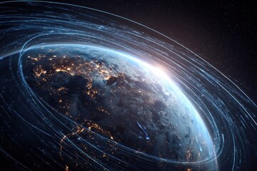Poster - Global Network Connections Around Earth