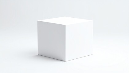 Poster - A simple, white cube sits on a clean, minimalistic background, emphasizing its geometric shape and the concept of emptiness or potential