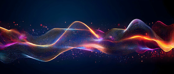 Poster - abstract colorful glowing particles waves design