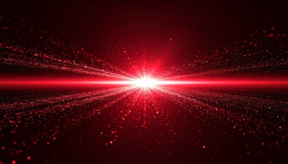 Wall Mural - Glowing red energy wave traveling through outer space, high contrast on black background