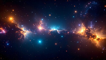 Wall Mural - a vast galaxy filled with glowing stars and bright cosmic dust, deep space view with radiant cluster