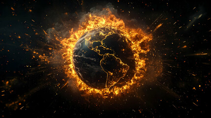 Poster - Burning Earth In Space