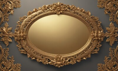 Wall Mural - Gilded oval floral border surrounds majestic emblem  , majestic, acanthus