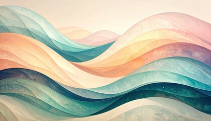 Poster - Elegant flowing waves abstract landscape digital art serene environment aesthetic viewpoint contemporary concept