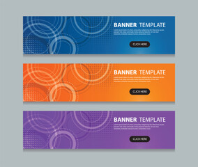 Aufkleber - Set abstract horizontal web banner design background template. three color gradient style. Suitable for web and social media ads. Vector illustration file.