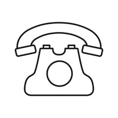 Poster - Retro Rotary Telephone Line Icon. Vintage Communication Device Outline Symbol. Nostalgic Technology And Classic Design. Editable Stroke. Isolated Vector Illustration
