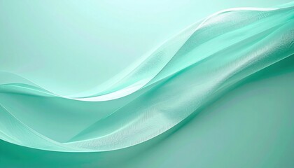 Poster - Flowing mint green fabric waves abstract design soft textures minimalist environment aesthetic viewpoint