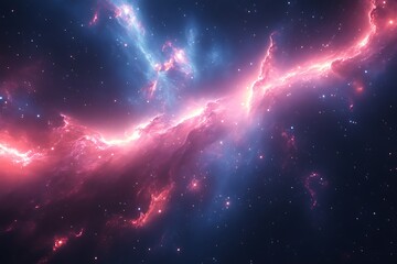 Wall Mural - Cosmic nebula with vibrant pink and blue hues, glowing gas and dust clouds.