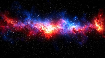 Poster - Cosmic explosion of colorful nebula gas outer space digital artwork universe wide-angle view astronomy concept
