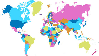  World map. Color modern vector map. Silhouette map.	