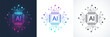 © BAIVECTOR - Artificial intelligence icon, sign, logo in the circuit line style. AI processor vector icon flat design. Motherboard digital chip AI. Machine learning design