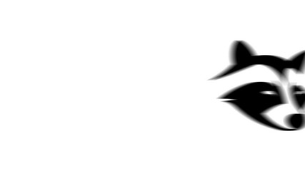Poster - Animation set, raccoon head symbol. Animations: transparency, zooms, transition top to down, transition left to right, slide up to down, slide left to right