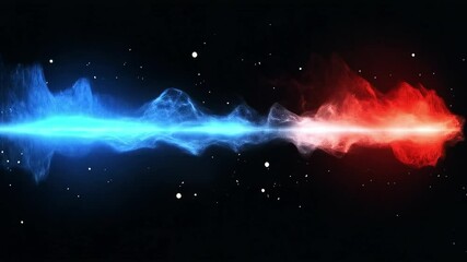 Aufkleber - Bright neon colors create a visual spectacle with blue and red light waves interacting in a digital space. The dynamic elements suggest sound control, enhancing the immersive experience.