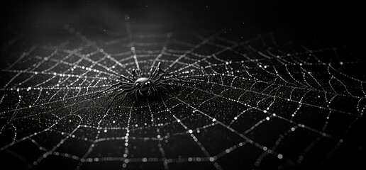 Spider in a detailed intricate spiderweb.