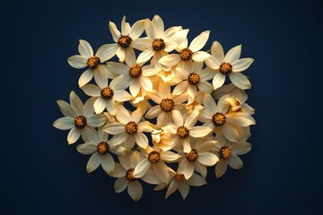 Wall Mural - close-up cluster of delicate, pale yellow flowers.
